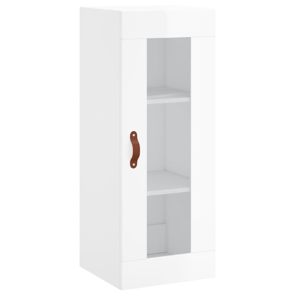 vidaXL Highboard høyglans hvit 34,5x34x180 cm konstruert tre