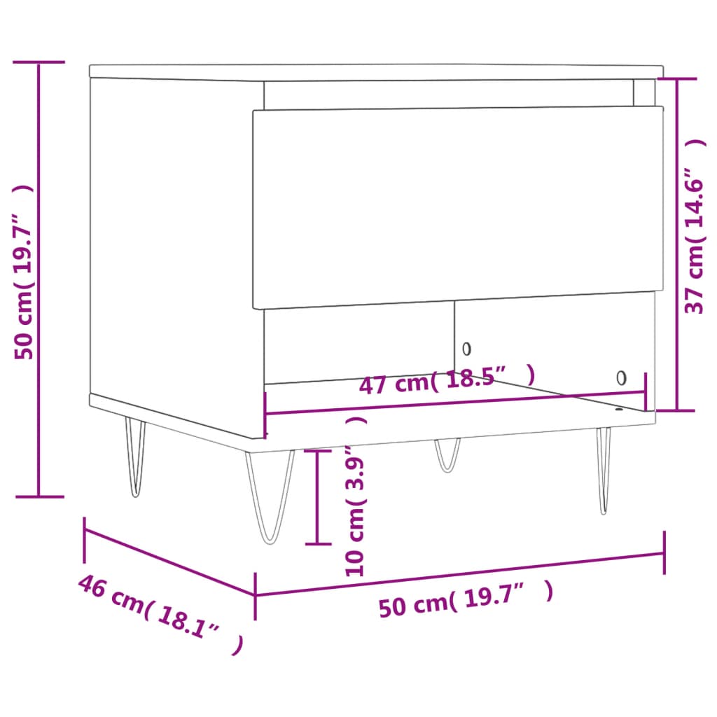 vidaXL Salongbord 2 stk høyglans hvit 50x46x50 cm konstruert tre