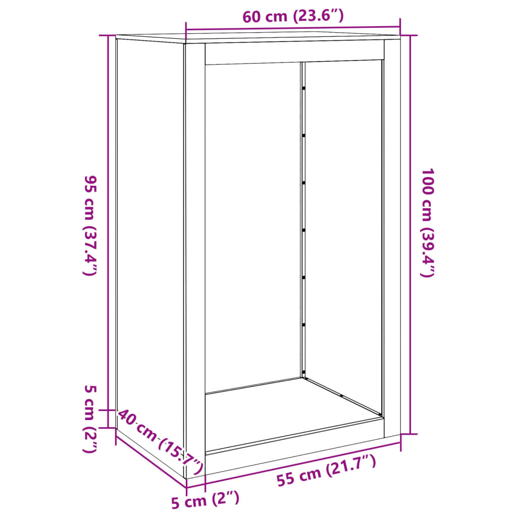 vidaXL Vedstativ 60x40x100 cm cortenstål