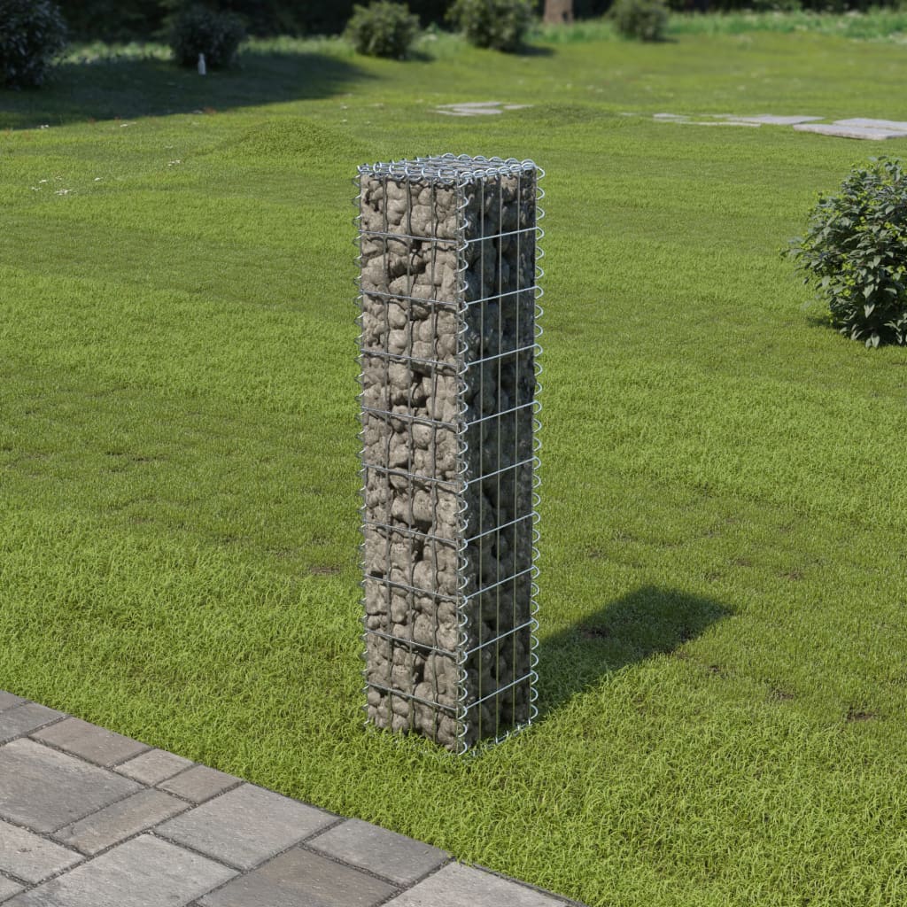 vidaXL Gabion med topp- og bunndekke galvanisert stål 20x20x100 cm