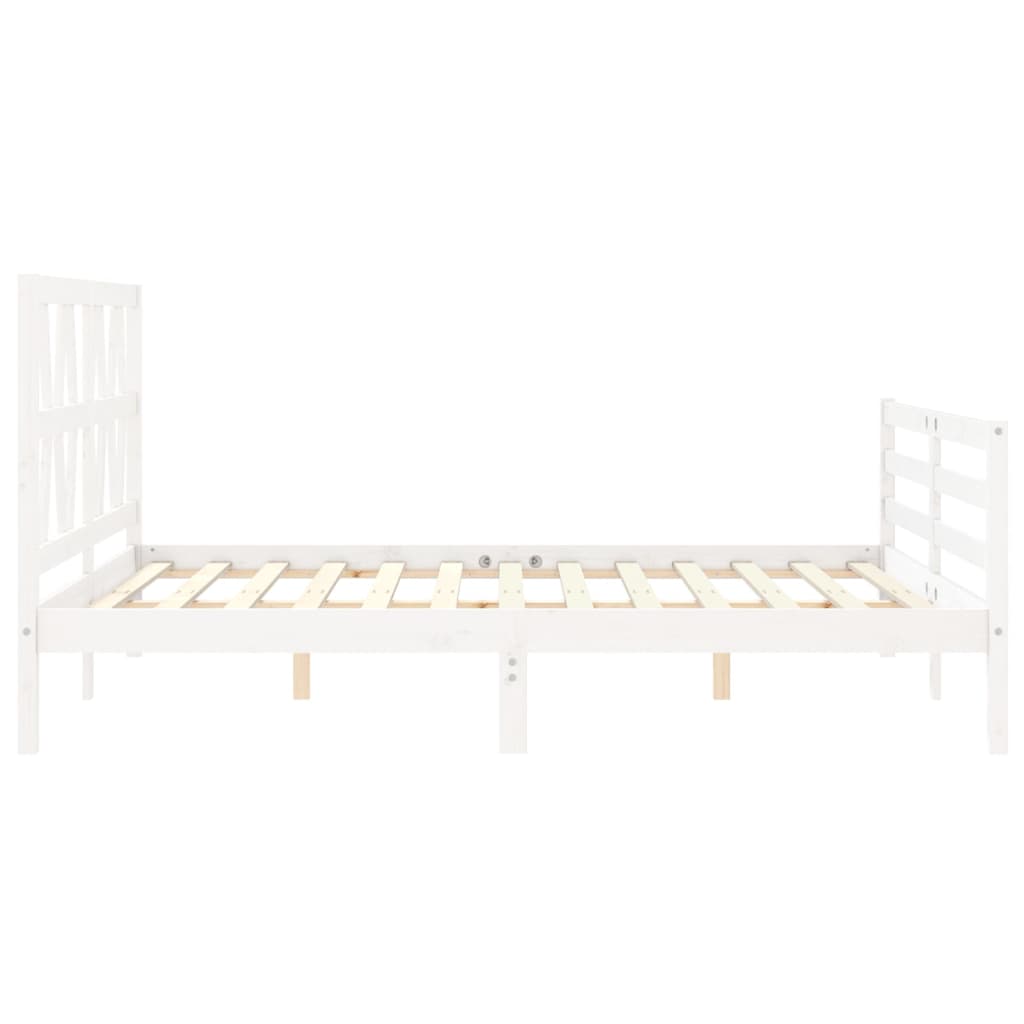 vidaXL Sengeramme med hodegavl hvit 5FT King Size heltre