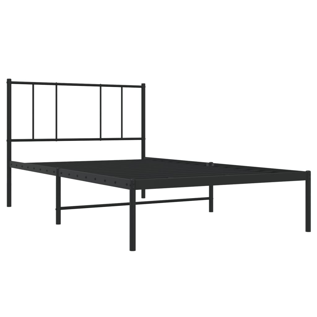 vidaXL Sengeramme i metall med hodegavl svart 107x203 cm