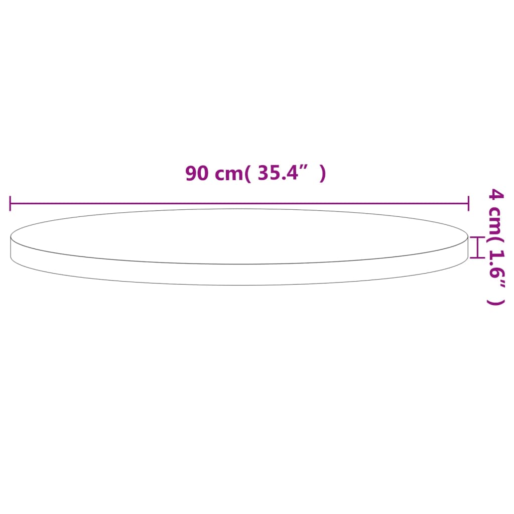 vidaXL Bordplate Ø90x4 cm rund heltre bøketre