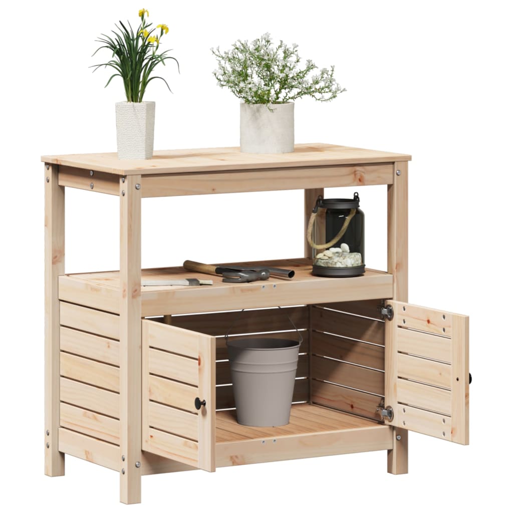 vidaXL Pottebord med hyller 82,5x45x81 cm heltre furu