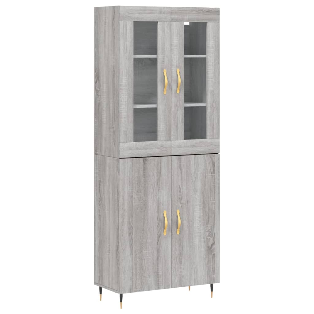 vidaXL Highboard grå sonoma 69,5x34x180 cm konstruert tre