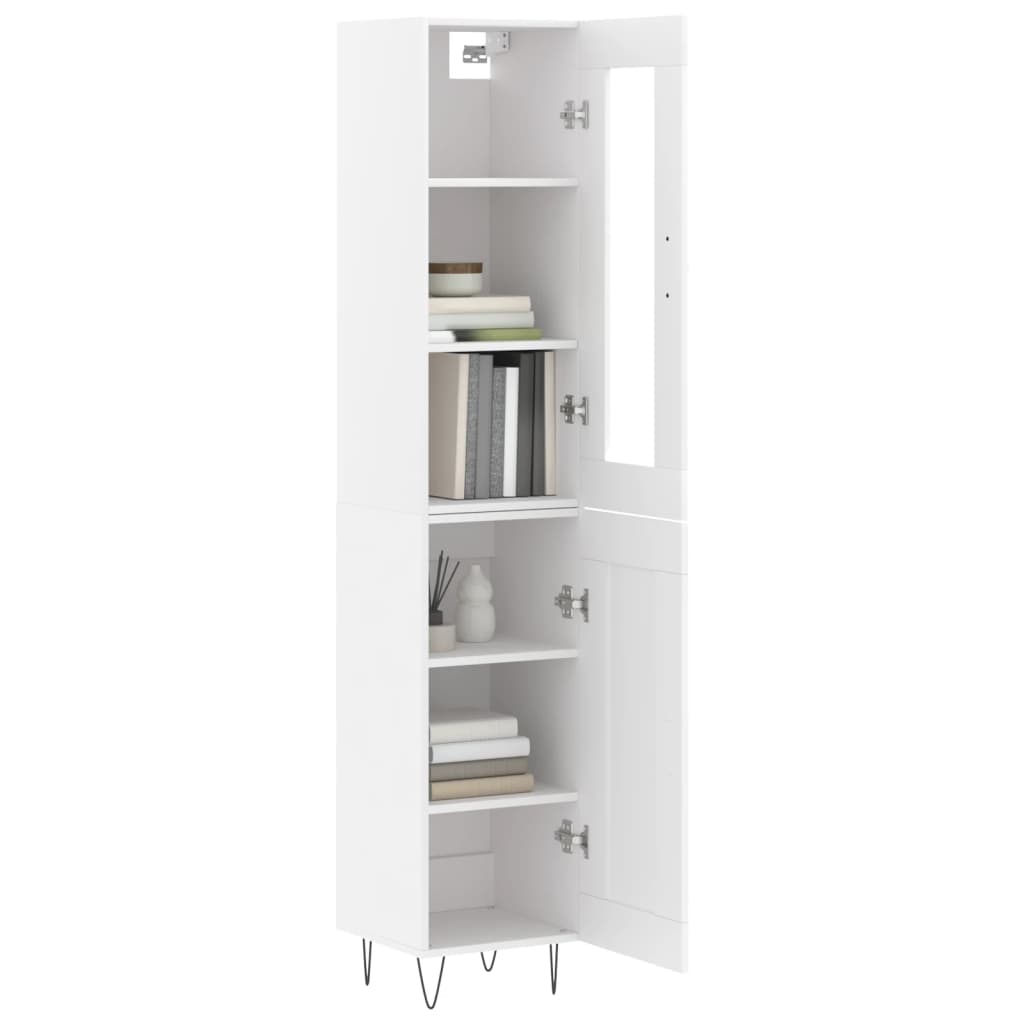 vidaXL Highboard hvit 34,5x34x180 cm konstruert tre