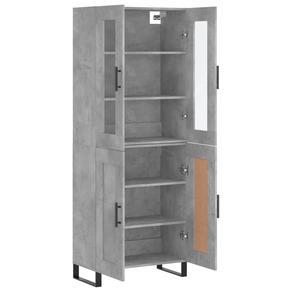 vidaXL Highboard betonggrå 69,5x34x180 cm konstruert tre