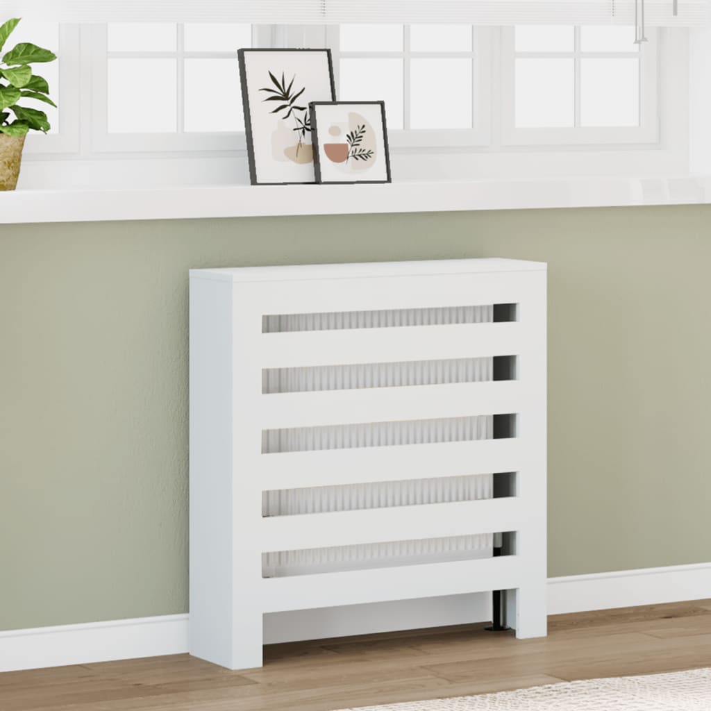 vidaXL Radiatordeksel hvit 78x20x82 cm konstruert tre