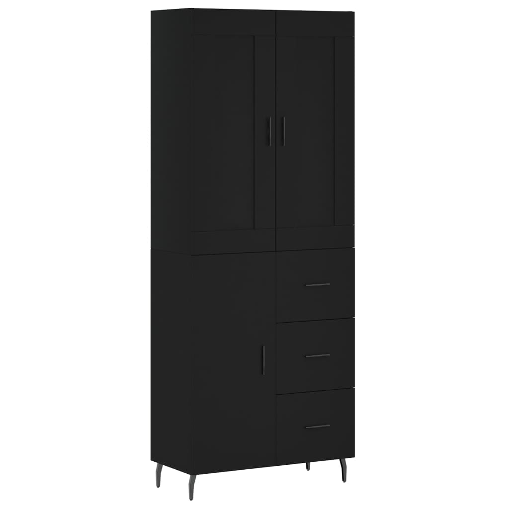 vidaXL Highboard svart 69,5x34x180 cm konstruert tre