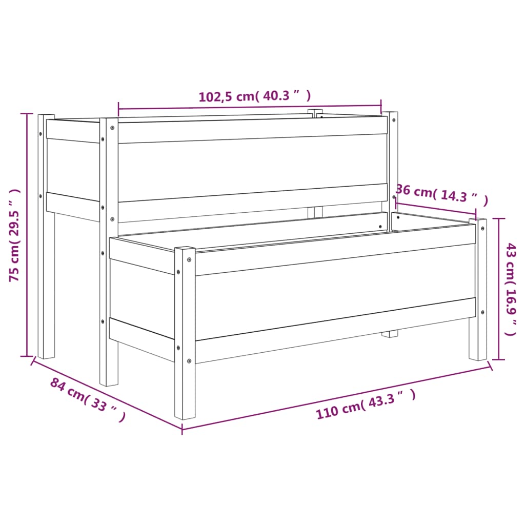 vidaXL Plantekasse honningbrun 110x84x75 cm heltre furu