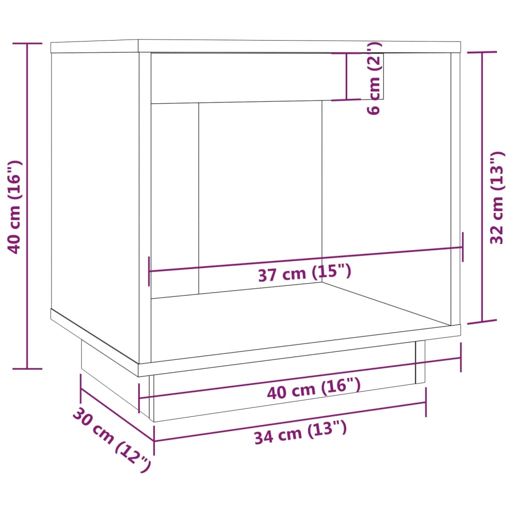 vidaXL Nattbord 2 stk svart 40x30x40 heltre furu