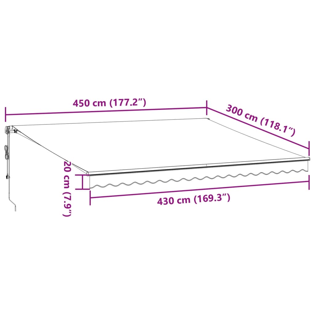 vidaXL Automatisk uttrekkbar markise brun 450x300 cm