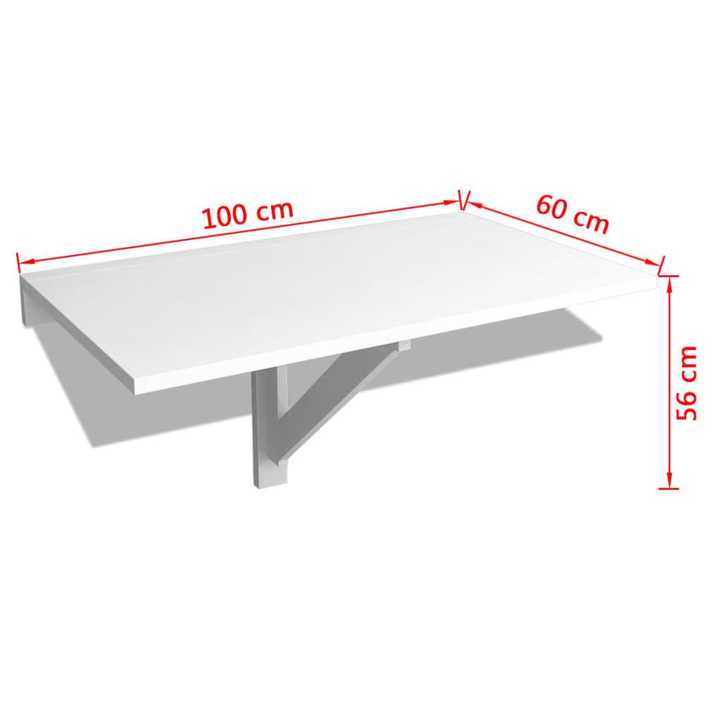 vidaXL Sammenleggbart veggbord hvit 100x60 cm