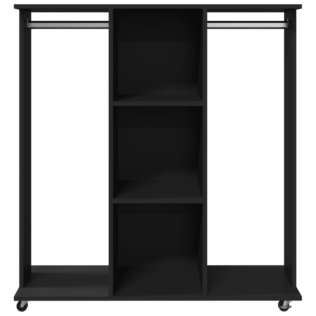 vidaXL Garderobe med hjul svart 102x38x110 cm konstruert tre