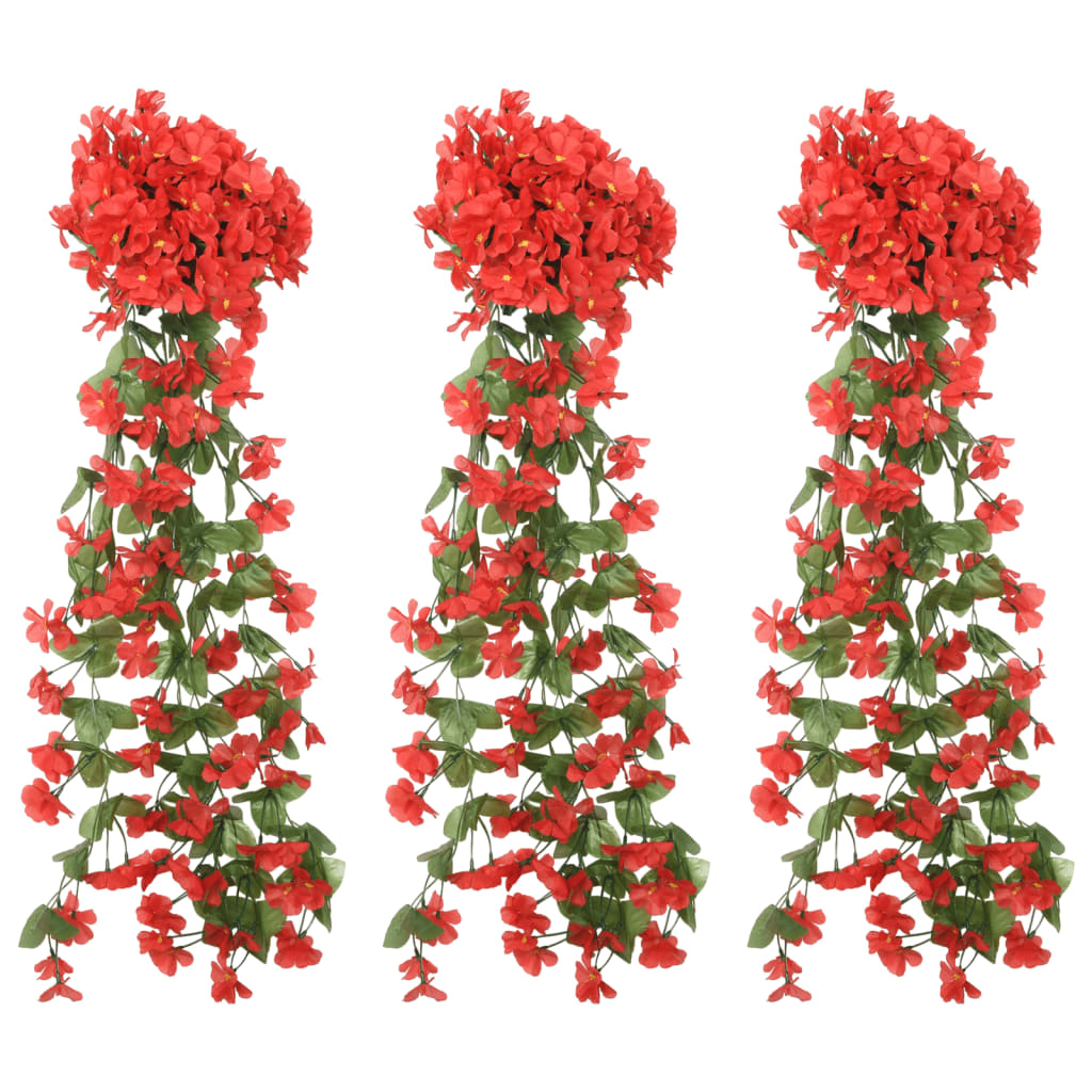 vidaXL Blomsterkranser for jul 3 stk rød 85 cm