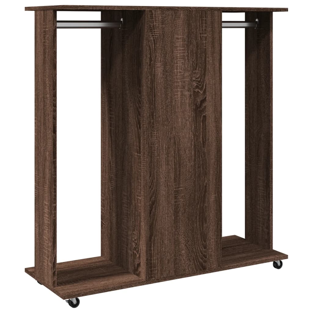 vidaXL Garderobe med hjul brun eik 102x38x110 cm konstruert tre