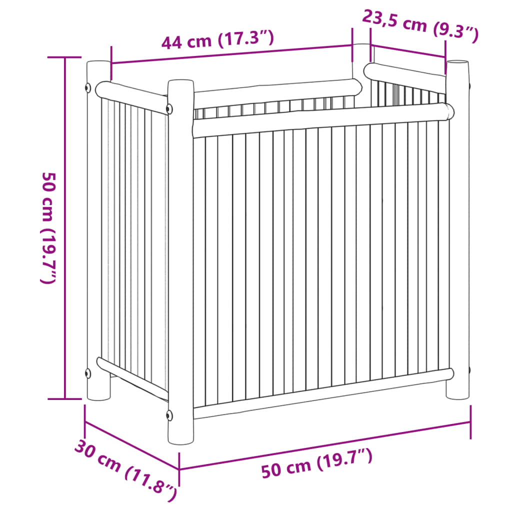 vidaXL Plantekasse 50x30x50 cm bambus