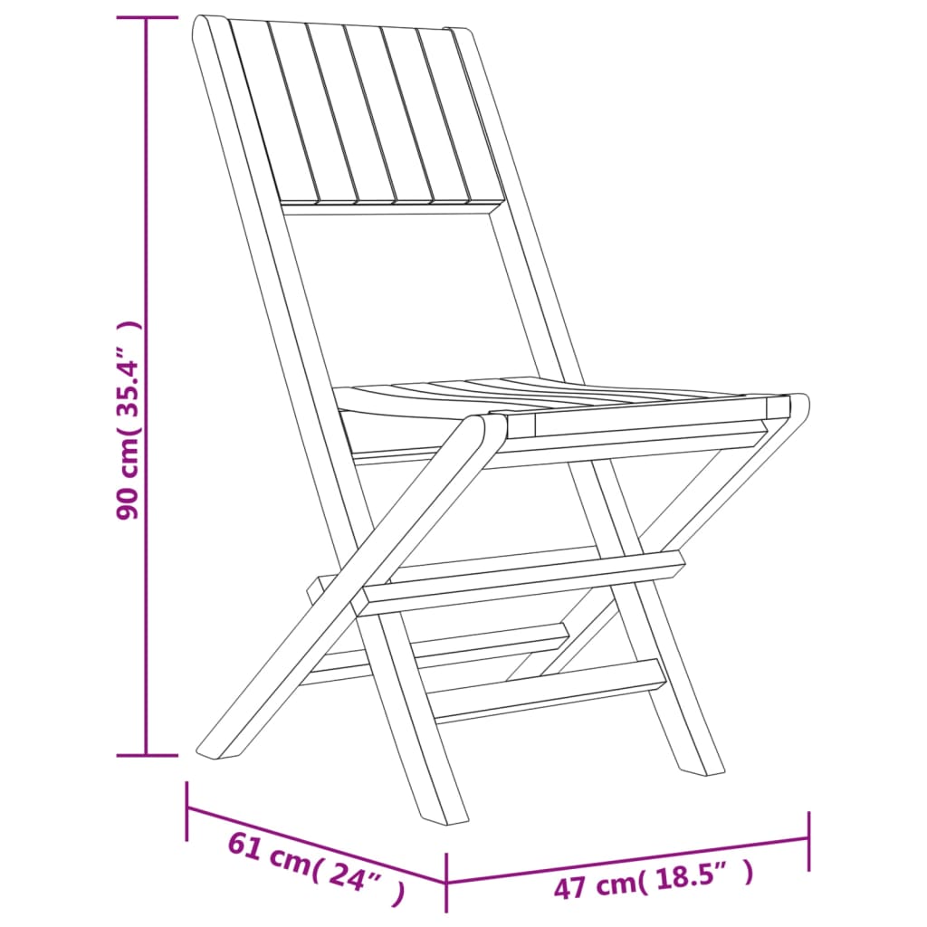 vidaXL Klappstoler 8 stk 47x61x90 cm heltre teak