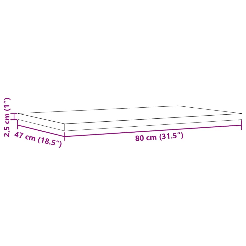 vidaXL Bordplater 3 stk 80x47x2,5 cm rektangulær heltre furu