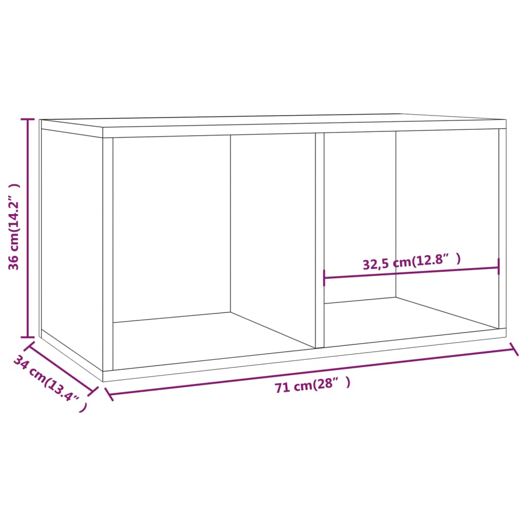 vidaXL Oppbevaringsboks LP røkt eik 71x34x36 cm konstruert tre