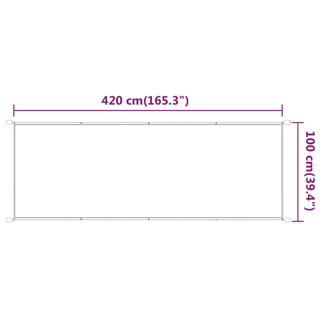 vidaXL Vertikal markise hvit 100x420 cm oxfordstoff