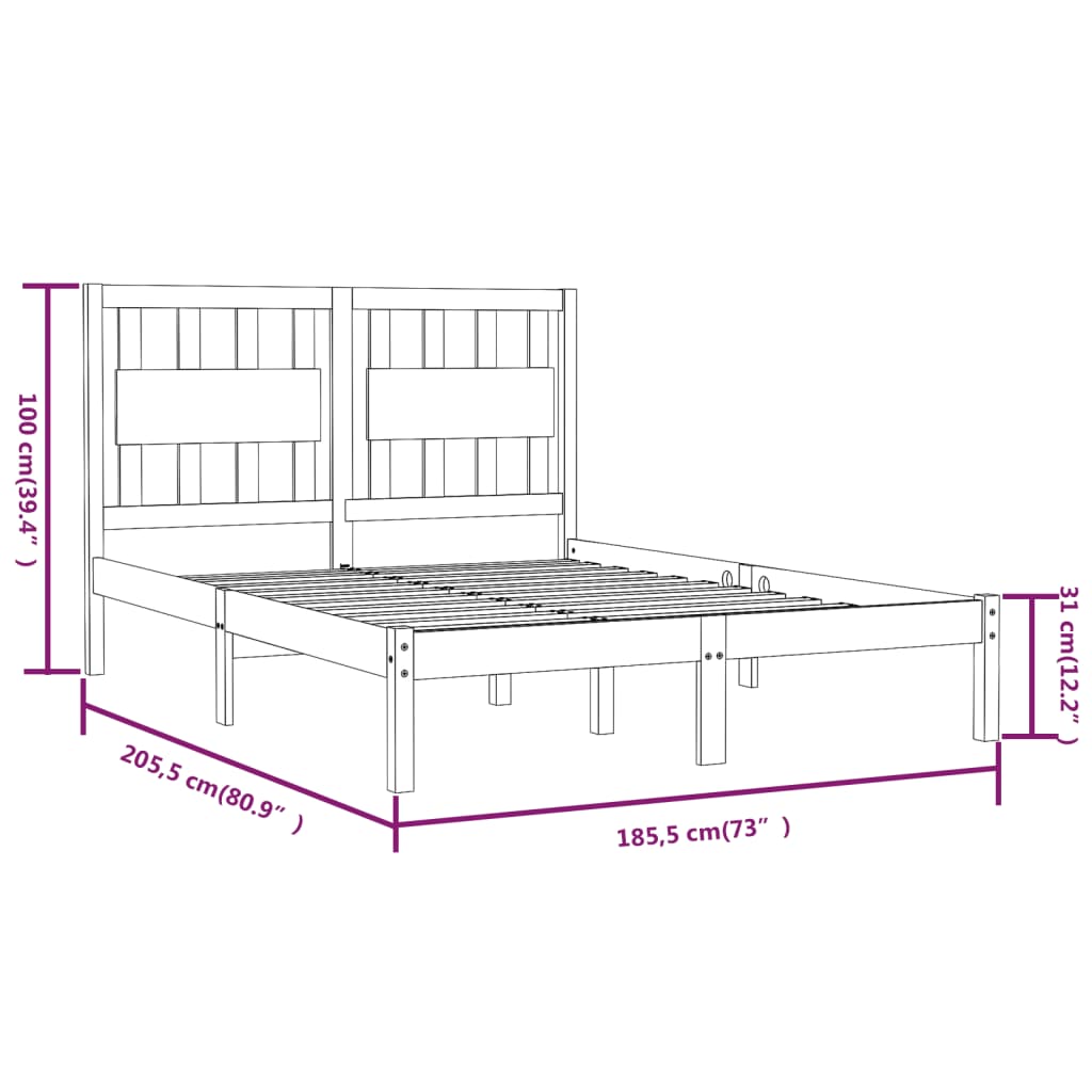 vidaXL Sengeramme heltre furu 180x200 cm Super King