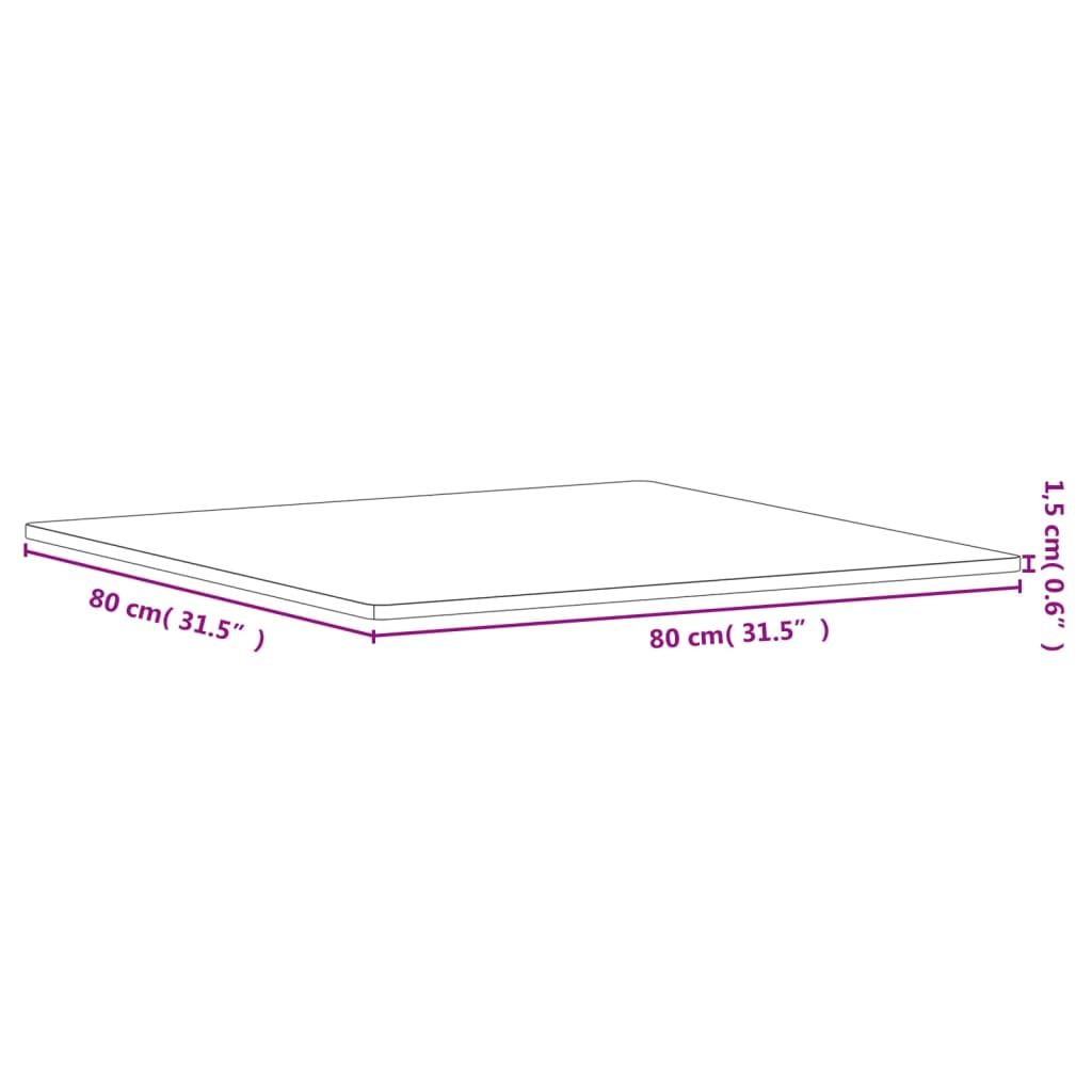 vidaXL Bordplate 80x80x1,5 cm firkantet heltre bøketre