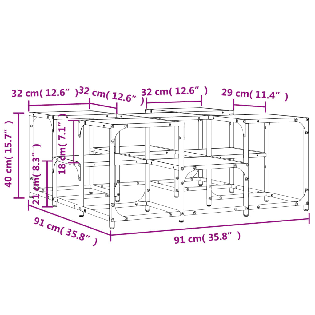 vidaXL Salongbord sonoma eik 91x91x40 cm konstruert tre