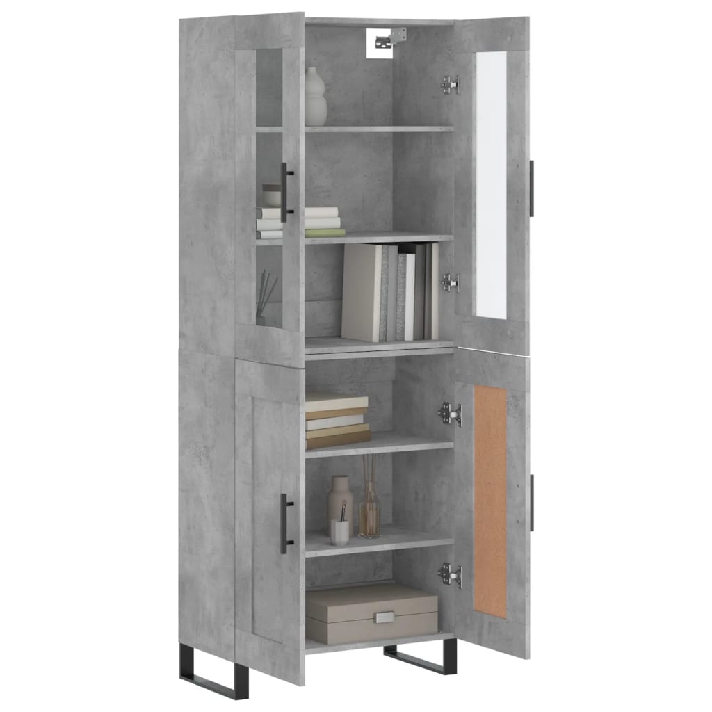 vidaXL Highboard betonggrå 69,5x34x180 cm konstruert tre