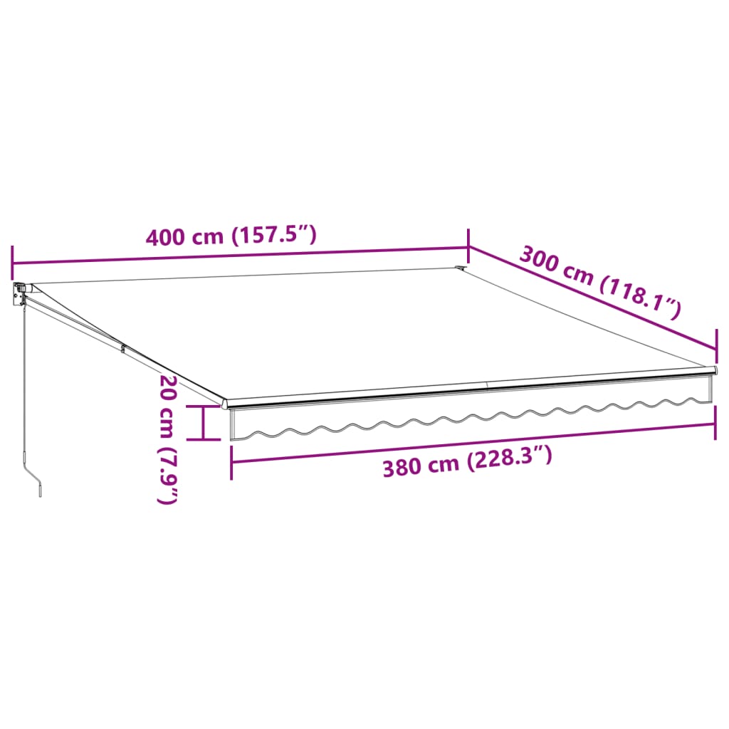 vidaXL Manuell uttrekkbar markise brun 400x300 cm