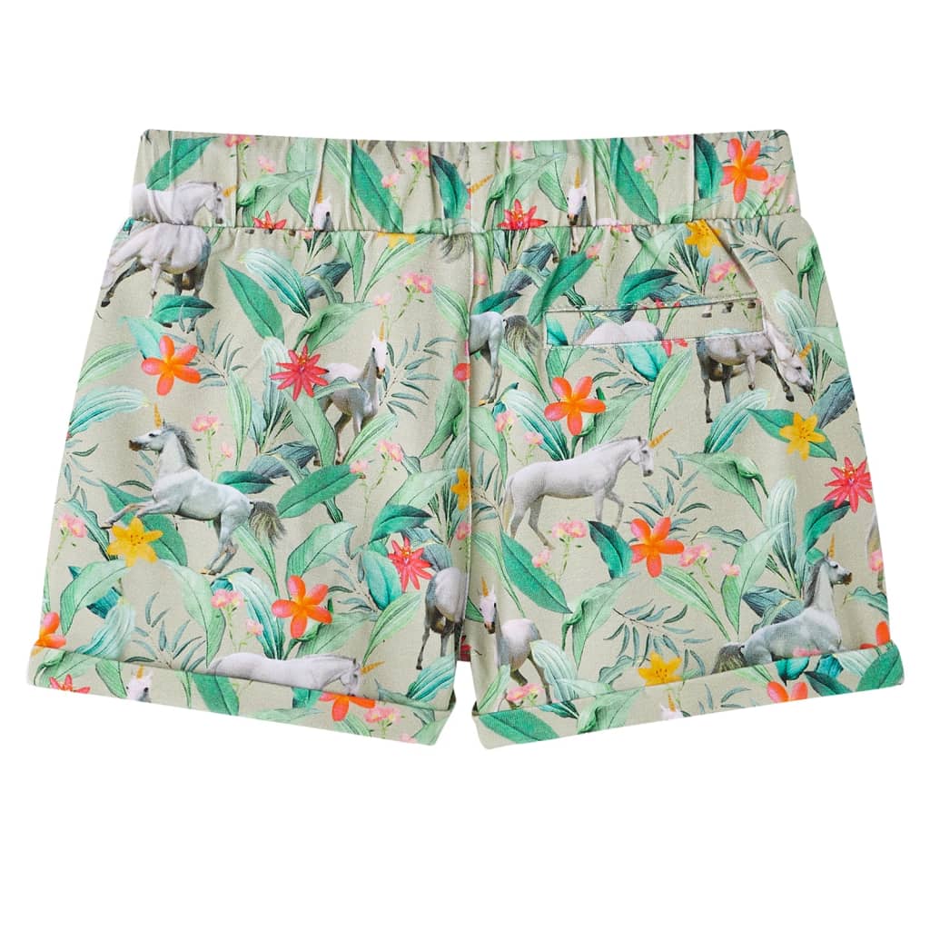 Barneshorts med snor lysekaki 116