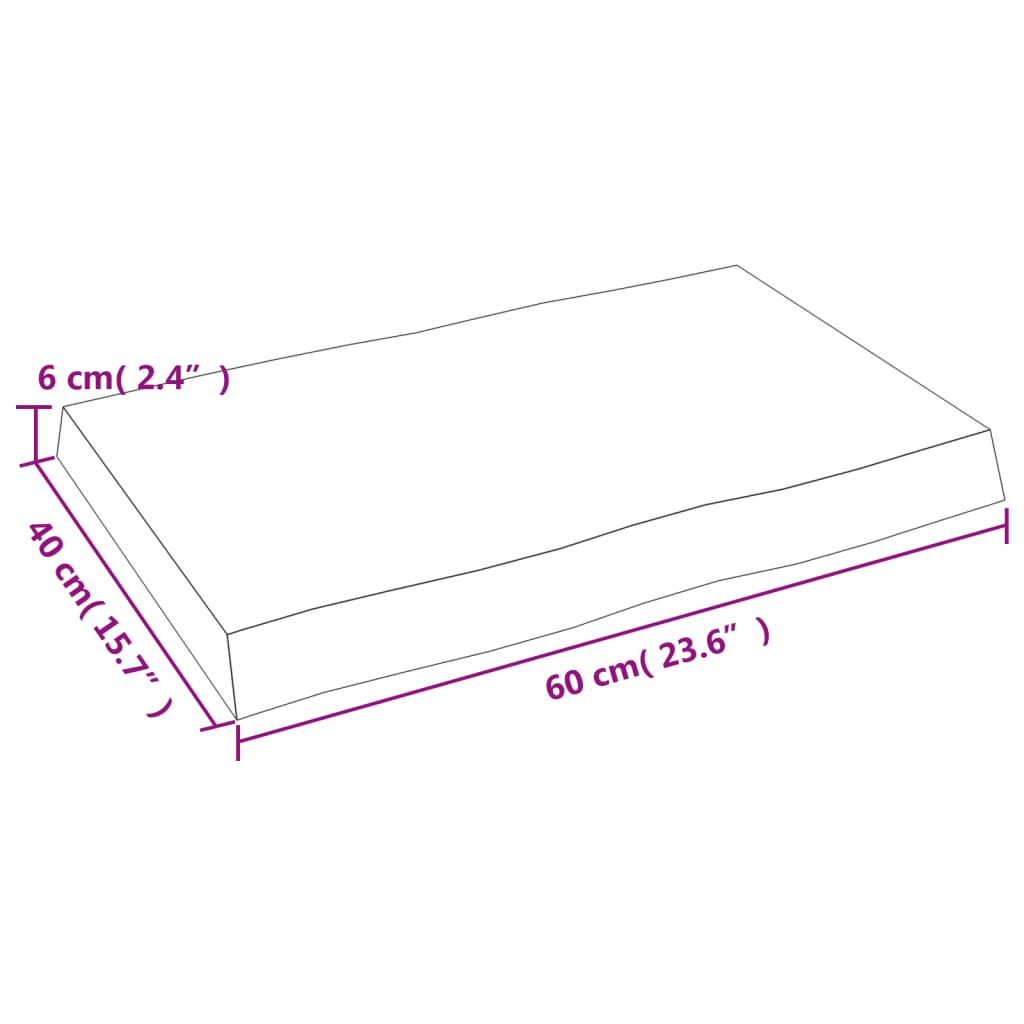 vidaXL Bordplate 60x40x(2-6) cm ubehandlet heltre eik naturlig kant