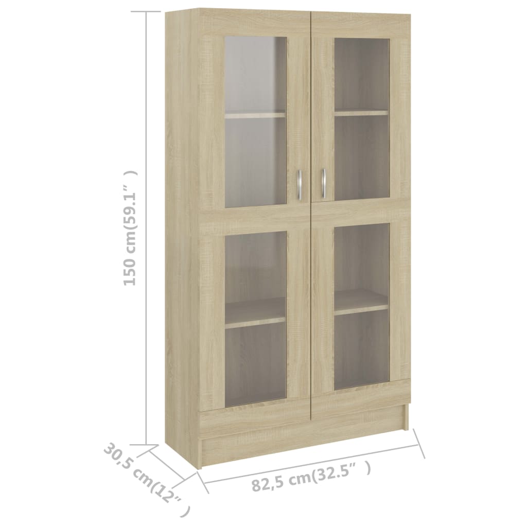 vidaXL Vitrine sonoma eik 82,5x30,5x150 cm konstruert tre