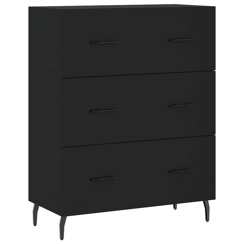 vidaXL Highboard svart 69,5x34x180 cm konstruert tre