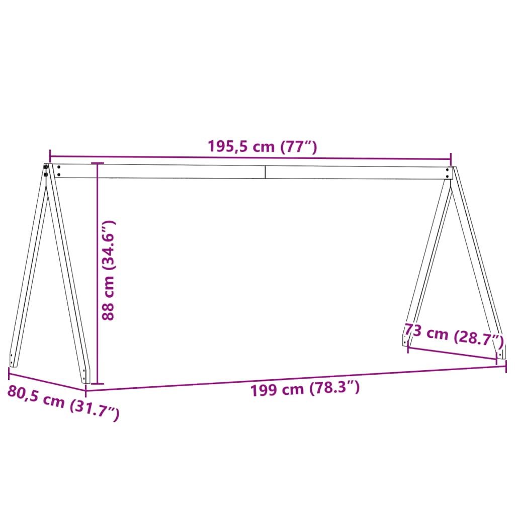 vidaXL Tak for barneseng voksbrun 199x80,5x88 cm heltre furu