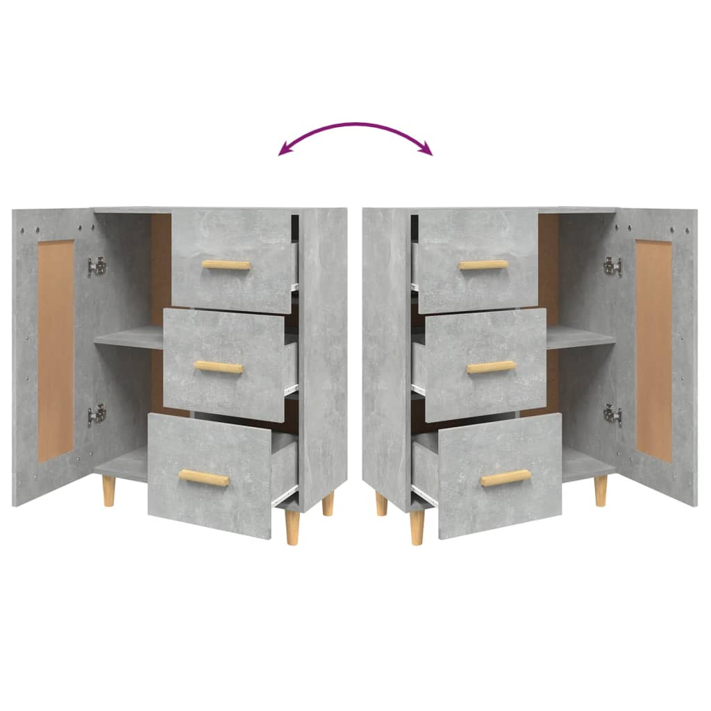 vidaXL Skjenk betonggrå 69,5x34x90 cm konstruert tre