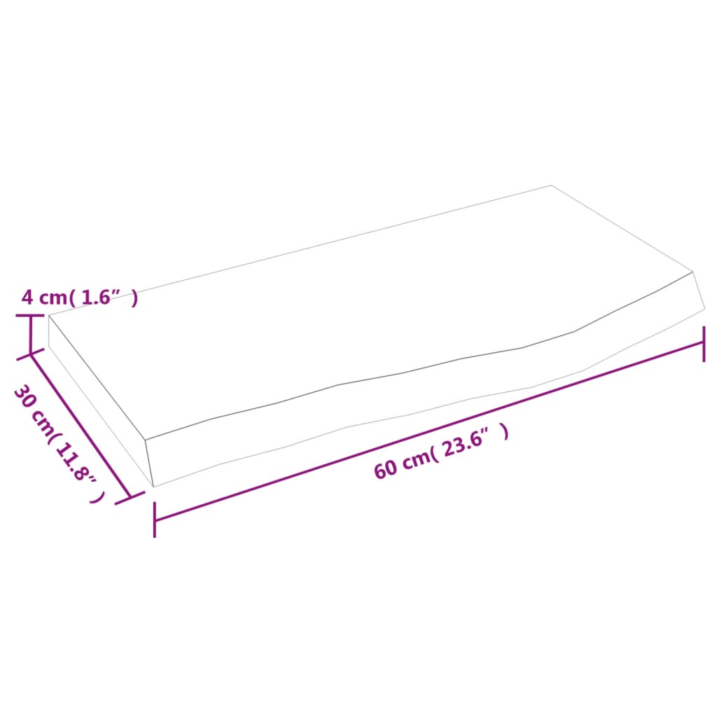 vidaXL Benkeplate til bad mørkebrun 60x30x(2-4) cm behandlet heltre