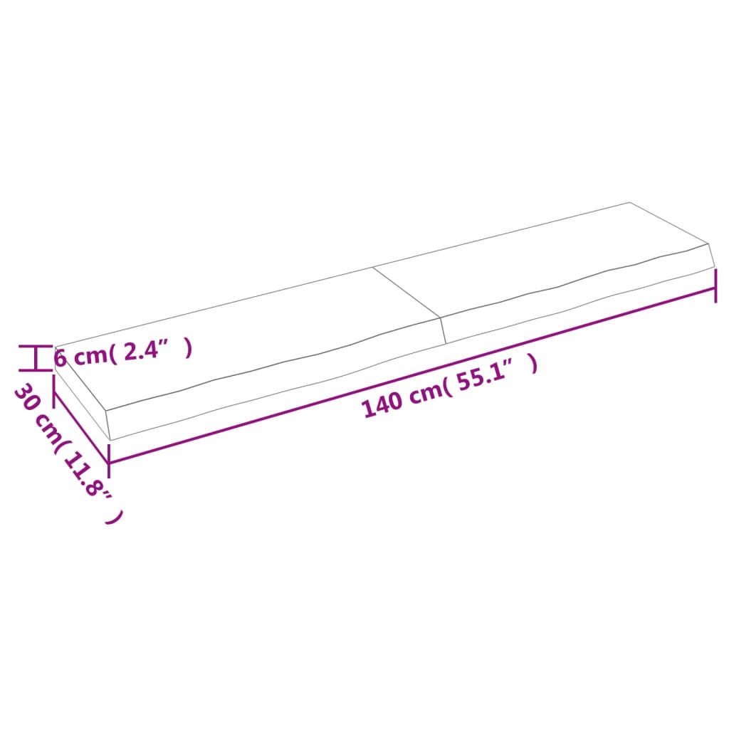 vidaXL Benkeplate til bad mørkebrun 140x30x(2-6) cm behandlet heltre