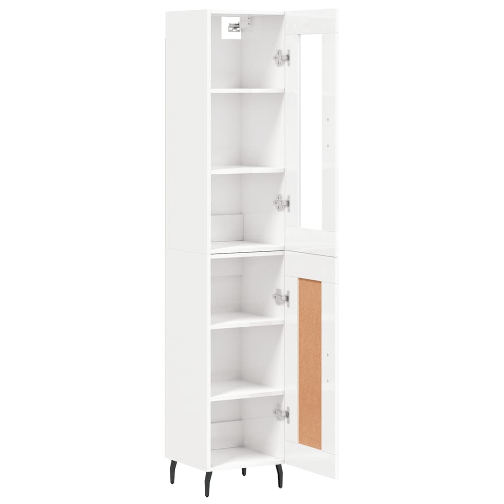 vidaXL Highboard høyglans hvit 34,5x34x180 cm konstruert tre