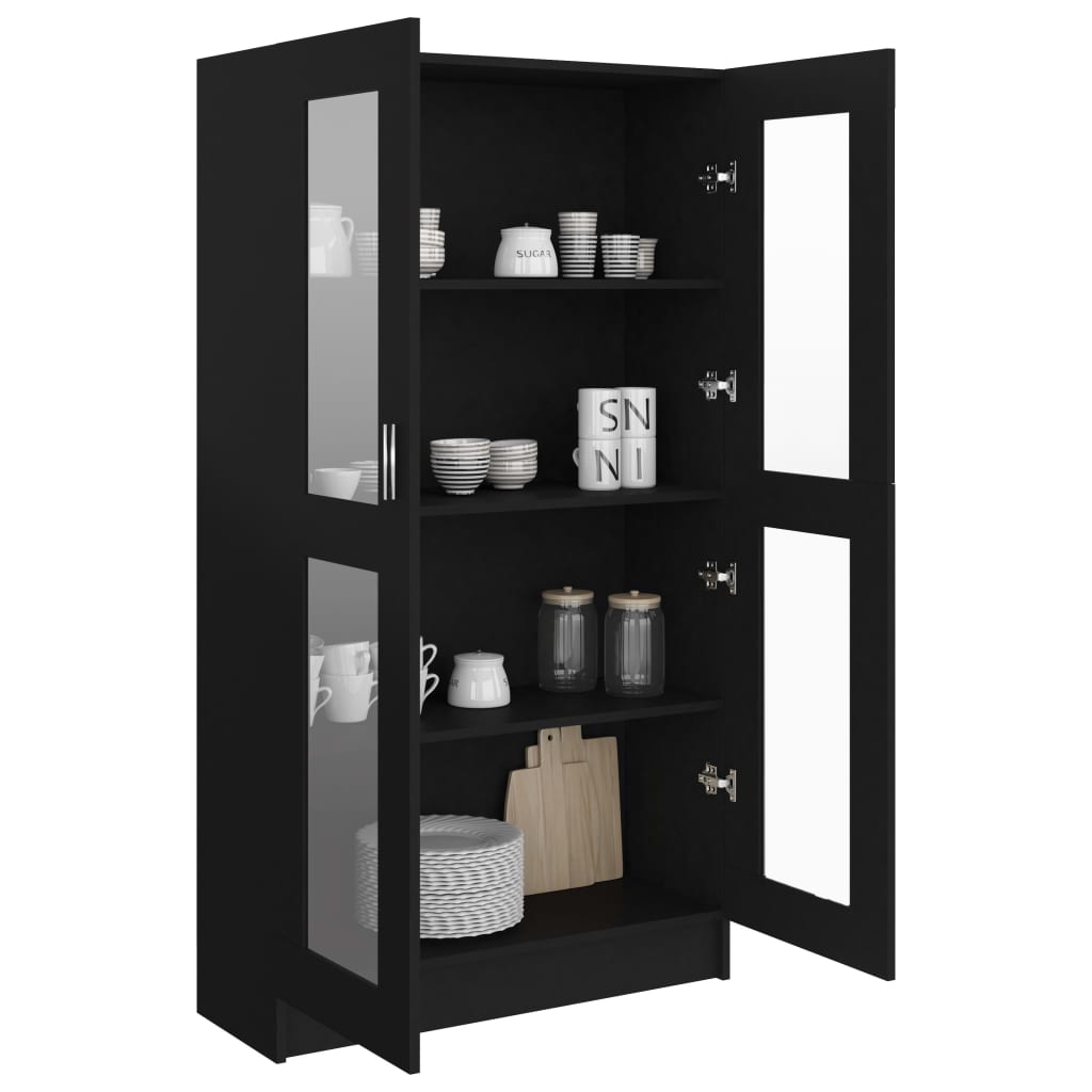 vidaXL Vitrine svart 82,5x30,5x150 cm konstruert tre