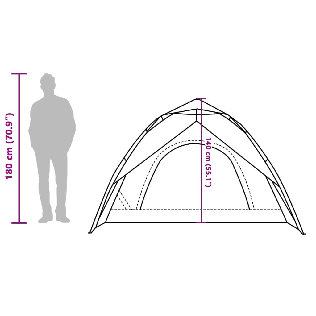 vidaXL Kuppeltelt for camping 4 personer grønn hurtigutløser