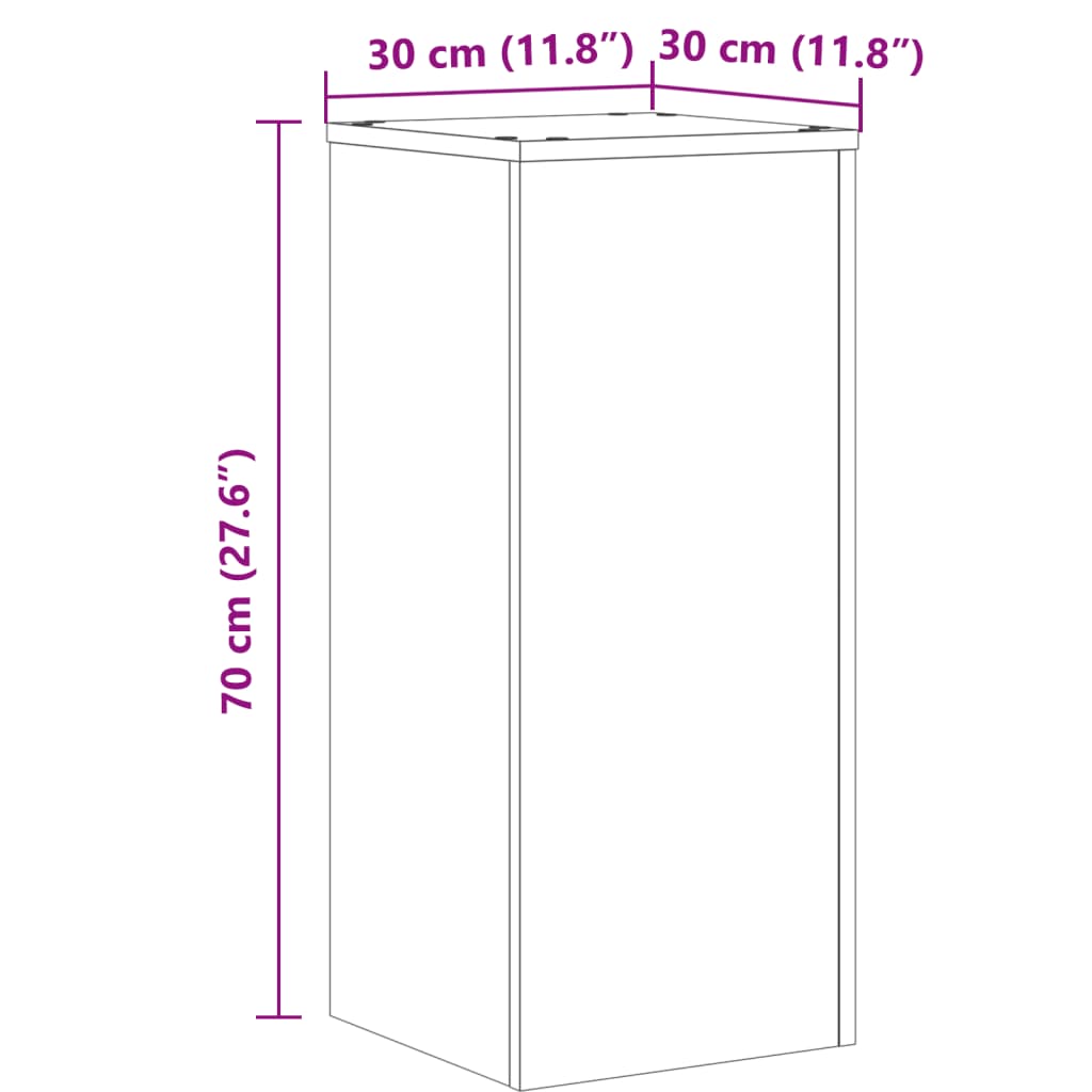 vidaXL Plantestativer 2 stk artisan eik 30x30x70 cm konstruert tre