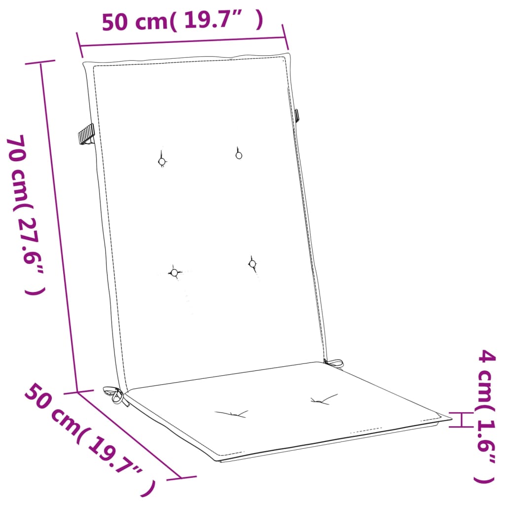 vidaXL Stolputer med høy rygg 4 stk melert lysegrå 120x50x4 cm stoff