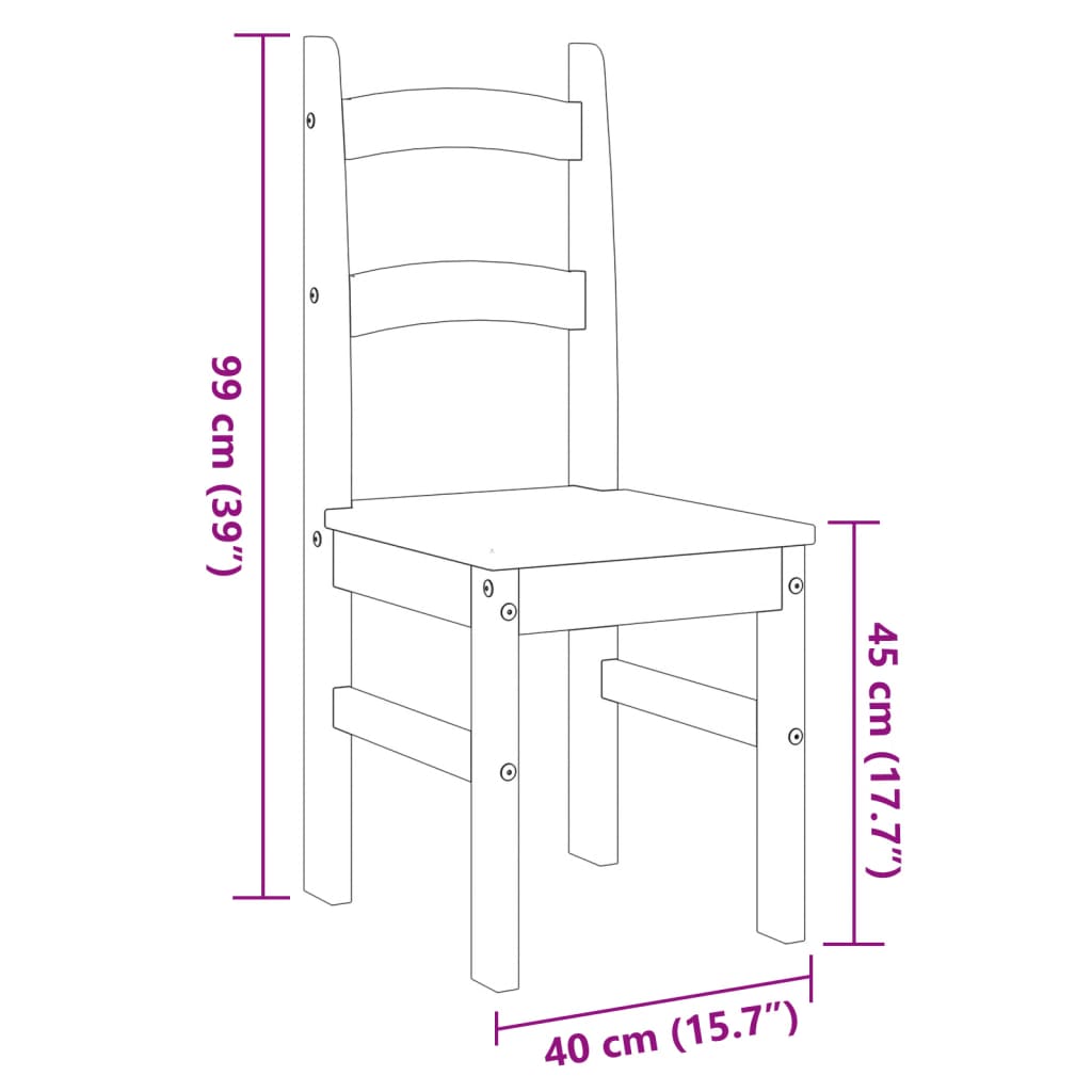 vidaXL Spisestoler 2 stk 40x46x99 cm heltre furu