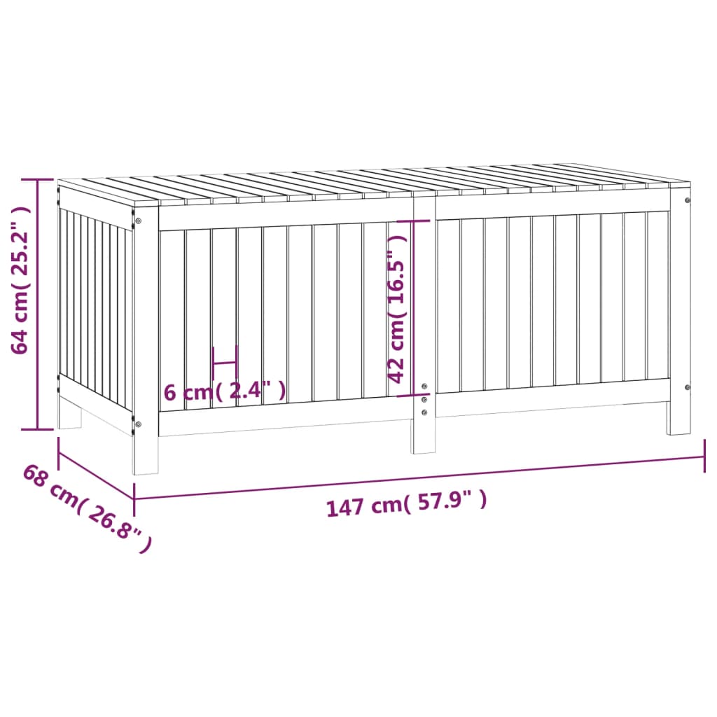 vidaXL Putekasse svart 147x68x64 cm heltre furu