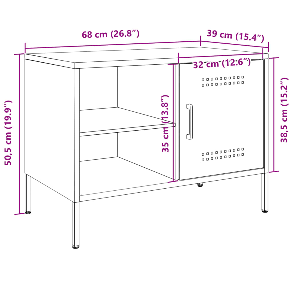 vidaXL TV-benk antrasitt 68x39x50,5 cm stål