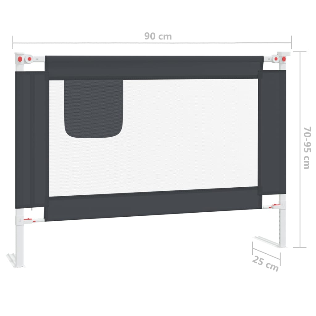 vidaXL Sengehest småbarn mørkegrå 90x25 cm stoff