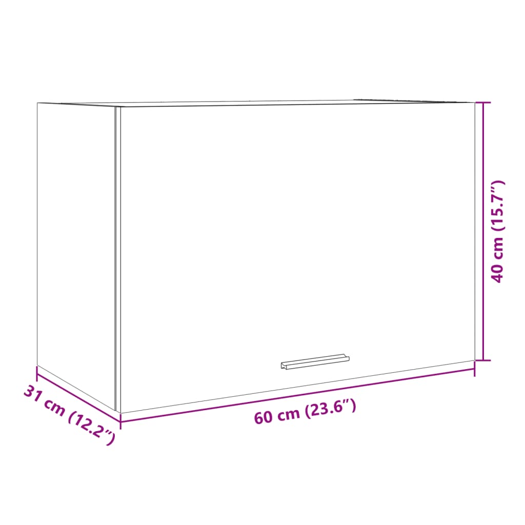 vidaXL Hengende skap sonoma eik 60x31x40 cm sponplate