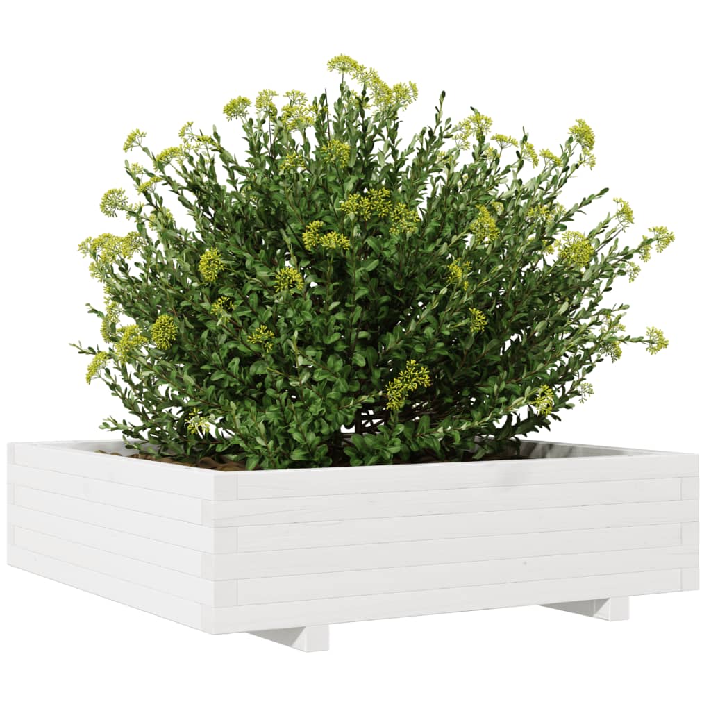 vidaXL Plantekasse hvit 90x90x26,5 cm heltre furu