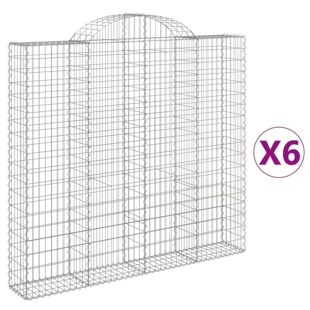 vidaXL Gabionkurver buede 6 stk 200x30x180/200 cm galvanisert jern